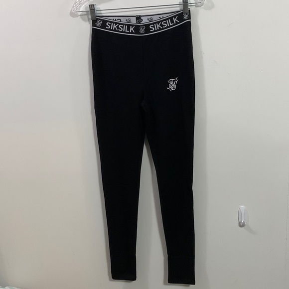 SikSilk Black Core Tape Leggings Size Small, US 6, see measurements below - Picture 1 of 6